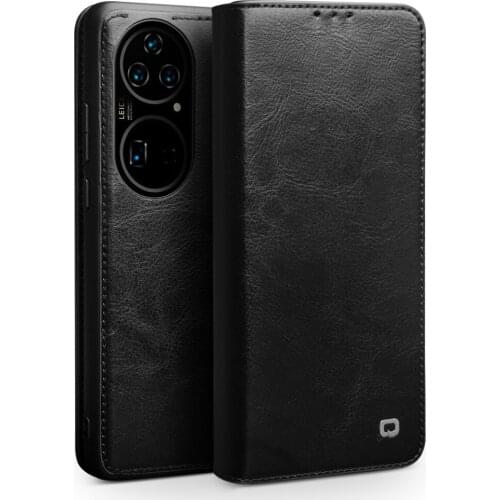 Genuine Leather Flip Case for Huawei Ascend P50 Pure Handmade Phone Cover with Card Slots for P50 Pro