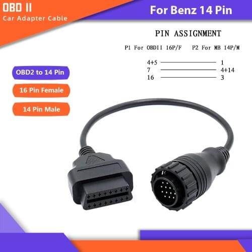 Diagnostic Cable for Mercedes 38 Pin Connector for Benz 38Pin to OBD2 16Pin Adapter