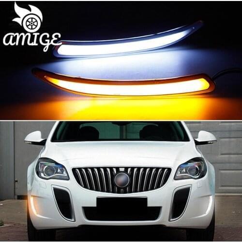 LED DRL Daylights For Opel 2010 - 2015 Insignia GS LED Yellow Turn Signal Daytime Running Headlights