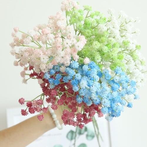 10Pcs/lot 135 Head Artificial Gypsophila Latex Flower Wedding Bride Hand Bouquet Home Decoration Fake Plants
