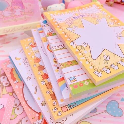 Large 80pcs Cute Lovely Rabbit Stars Girl Sticky Note Memo Pad Office Planner Sticker Paper Korean Stationery Notepad