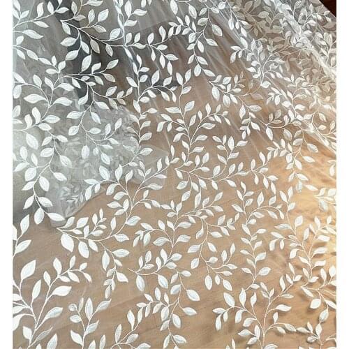New High-Grade Leaf Embroidery Lace Fabric Wedding Dress Childrens Dress Skirt Fabric DIY Handmade Accessories
