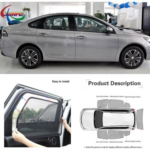For Peugeot 308 2016-2017 Car Full Side Windows Magnetic Sun Shade UV Protection Ray Blocking Mesh Visor Decoration Accessories