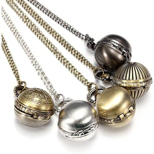 Bronze Retro Metal Steampunk Small Men Quartz Pocket Watch Pendant Necklace Chain Women Mens Fashion Reloj Relogio Feminino