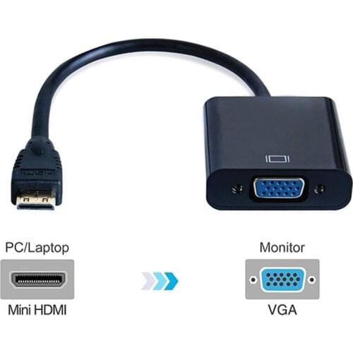 Mini HDMI-compatible to VGA Adapter 1080P Male To Fema Video Converter Cable For Laptop TV Box Projector 100pcs/lot