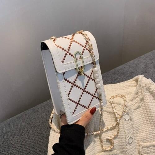 Fashion mobile phone bag pearl chain messenger bag mini womens small shoulder bag ladies handbag coin purse
