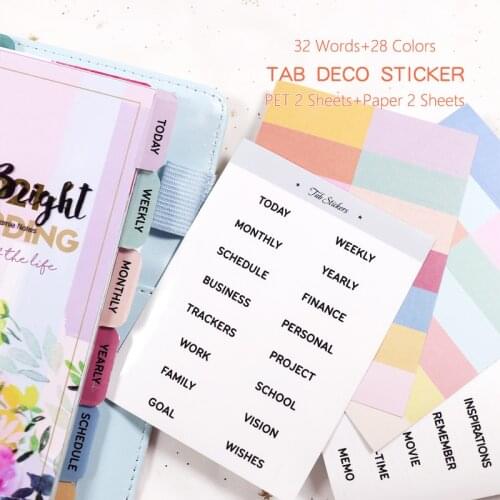 MyPretties 4 Sheets/Set Divider Tab Deco Stickers Words Functional Planner Stickers Stationery Stickers
