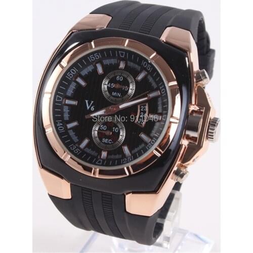 Authentic V6 Brand Students Sports Watches Rubber Strap Two Eyes Quartz Wristwatches Army Military Watches Wholesale