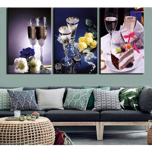 Printing Canvas Wall Art 3 Panels Posters Painting Still Life Pictures for Bedroom Home Decor Artwork Framed