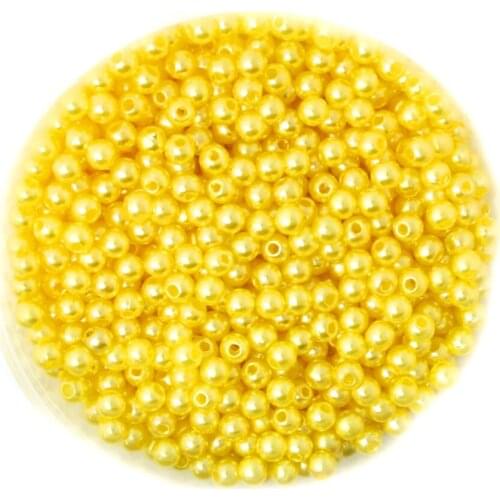 Plastic 2000pcs/lot Yellow Imitation Pearl Round Beads 4mm Dia.Wholesale for DIY Bracelet and Necklace CN-BSG01-01YL
