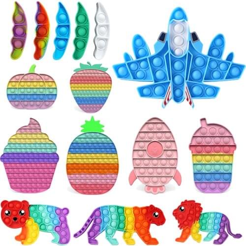 Rainbow Push Bubble Toy Board Kids Autism Adults Stress Relief Educational Sensory Toy Autism Special Stress Reliever