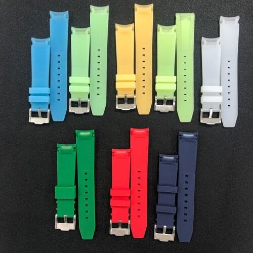 20mm*18mm Rubber Watch Luminous Strap Band Stainless Steel Clasp Watch Accessories