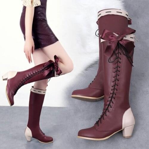Hot Anime Violet Evergarden High Boots Cosplay Shoes For Halloween Christmas Cosplay Party Costume Custom Made