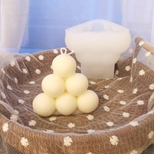 Newest Geometric 10 Consecutive Balls Silicone Candle Making Mold Pyramid For Handmade Soap Kitchen Tools Cake Decorative Moulds