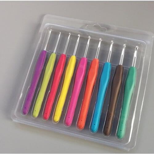 9PCS/Set Multicolor Knitting Needles Plastic Handle Aluminum Crochet Hooks For Knit DIY Crafts Loom Tool 14CM