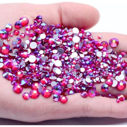 Glass Gems Crystal Rhinestones Nails ss3-ss30 And Mixed Light Siam AB Strass 3D Nail Art Jewelry Design Glitter Decorations