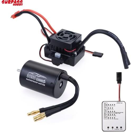 Surpass Hobby Waterproof 3650 2300KV 3100KV 3900KV Brushless Motor with 60A ESC w/ Program Card Combo for 1/10 RC Car Truck Toy