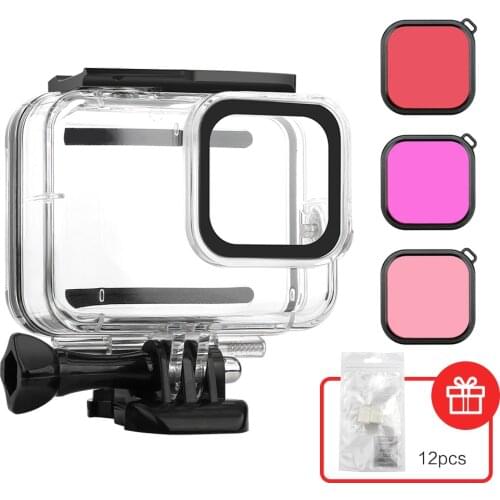 40M Waterproof Housing Case Underwater Protective Shell with 3 Pcs Diving Lens Filter for GoPro Hero 8 Black Camera Accessories
