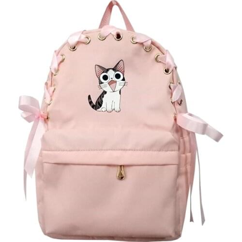 New Japanese Chi Cat School Nylon Backpacks Chis Sweet Home Printing Teenage Girl Bow Backpack Student School Travel Women Bag