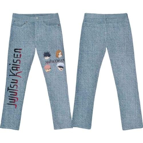 Jujutsu Kaisen Women jeans Manga Harajuku Straight Full Long Pants Casual Streetwear Harajuku Casual Pants Jeans