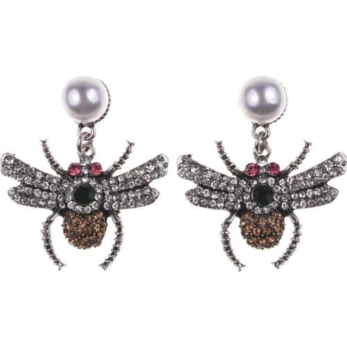 JERPVTE Hot Sale Araneid Dangle Drop Earrings For Women Bohemia Simulated pearl Vintage Animal Earrings Jewelry Wholesale