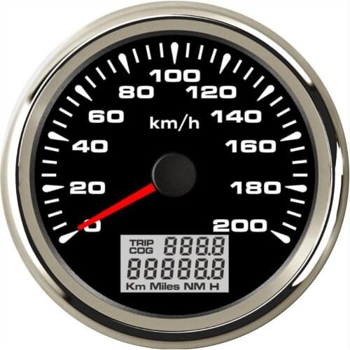 Pack of 1 Marine 0-200km/h GPS Speedometer Gauges Tuning 85mm Auto LCD Speed Odometers 9-32vdc Speed Mileometers Trip Gauge Cog