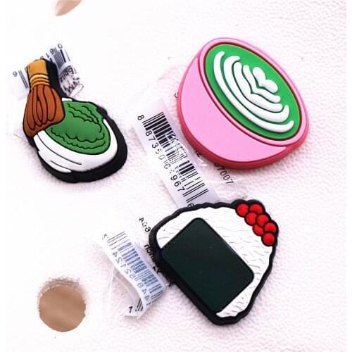 1pcs Foods Shoe Charms Japanese Rice Balls Matcha Wasabi Garden Shoe Buckle Accessories Decorations Fit Croc JIBZ Kids Gifts
