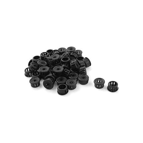 100Pcs 16mm Dia Universal Black Plastic Cable Pipe Snap Bushing Protector