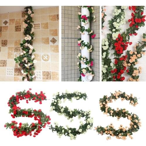 180cm 69 Heads Artificial Silk Rose Flower Vine Hanging Home Wedding Party Outdoor Art Decor