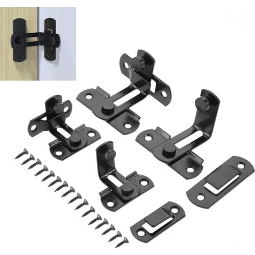 2 Pcs 90 Degree Door Latch Buckles 50/70mm Barn Door Lock Right Angle Gate Latch Hasp Stainless Steel Sliding Door Home Security