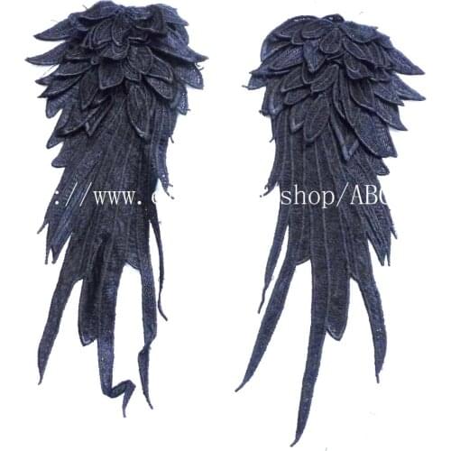 3pairs/lot Good quality black polyester large applique patches DIY all kinds of dance clothing accessories applique 14*36cm