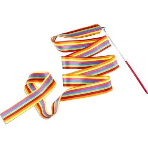 4M Colorful Gym Ribbons Art Ballet Dance Gymnastics Performance Ribbon Streamer Twirling Rod Stick Childrens Toy Streamers