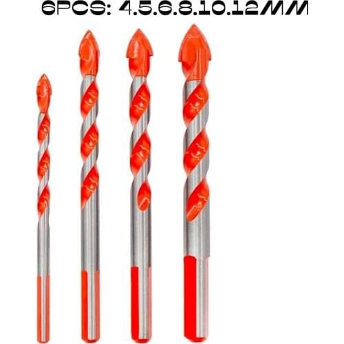 6 Pcs Multi-Material Triangle Drill Bit Set for Tile Concrete Brick Glass Plastic Wood Stone 4-12mm