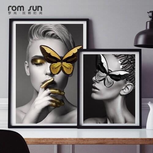 Abstract Canvas Painting Woman Body Butterfly Art Posters And Prints Wall Pictures For Living Room Modern Home Decor Wall Art