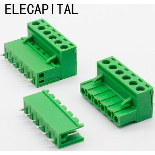 Free shipping 5 sets ht5.08 6pin Terminal plug type 300V 10A 5.08mm pitch connector pcb screw terminal block
