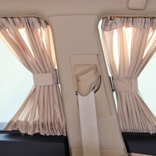 Beige Car Curtains Foldable SUV Sunshade 50*47cm Adjustable Car Interior