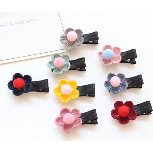 Boutique 40pcs Fashion Cute Sunflower Hair Clips Kawaii Solid Mini Pom Pom Floral Hairpins Princess Headwear Hair Accessories