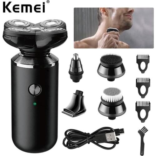 Kemei 5 in 1 Multifunctional Electric Shaver Rechargeable Whole Body Washing Mens Facial Care Tools Beard Nose Trimmer KM-1004