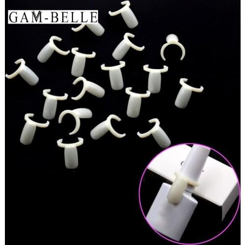 GAM-BELLE 50 Pcs Nail Polish Display Acrylic False Nails UV Gel Tips Display Color Natural Nail Art Ring Style Accessories Tools