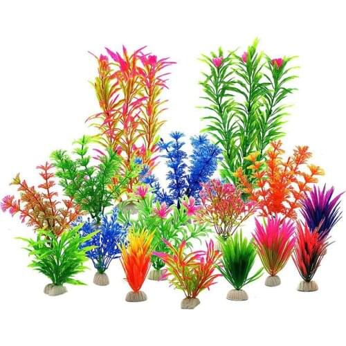 Artificial Aquatic Plants 16 Pcs Large Aquarium Plants Plastic Fish Tank Decor