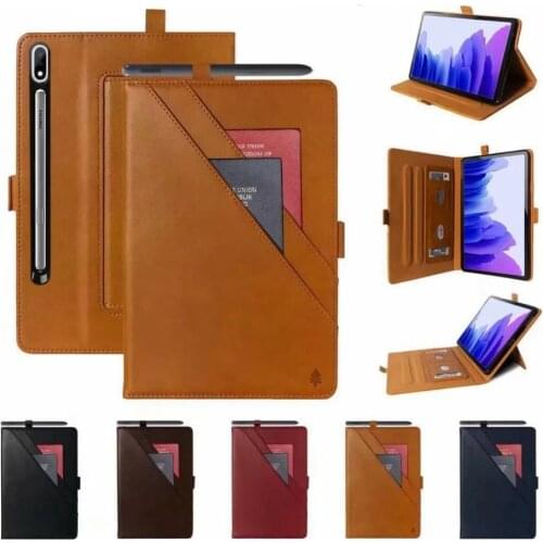 Leather Tablet Case For Samsung Galaxy Tab S7 11inch T879 T875 S7 Plus T970 T975 T976 12.4" Multi Stand Wallet Case Cover