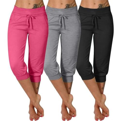 Summer Womens Sport Pants Casual Cropped Trousers Jogging Beam Foot Fitness Pocket 2021 Loose Sweatpants Pantalones De Mujer