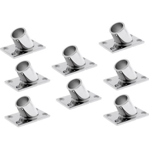 MagiDeal 8 pcs Stainless Steel Handrail Square Stanchion Base 60° 22mm Tube