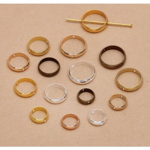 100pcs 8/10/12mm Metal Brass Round Circle Gold Silver Plated Perforated Connectors For Necklace Earrings Accessories