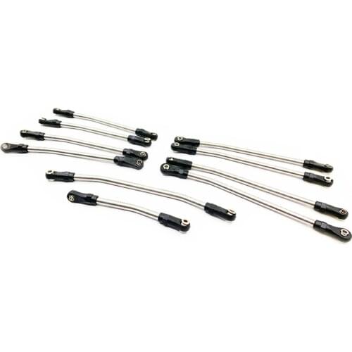 10pcs/set Metal Links Steering Links with Plastic Tie Rod Ends for Axial SCX10 II 90046 90047 90075 RC Crawler Car Upgrade Parts