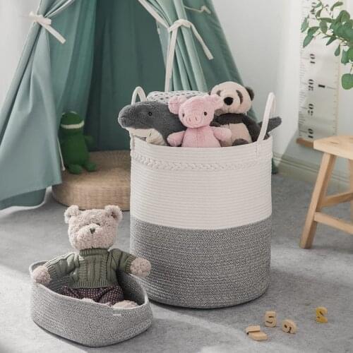 Muitifunctional Hand Woven Clothing Storage Bucket Dirty Laundry Basket Increase Simple Desktop Container