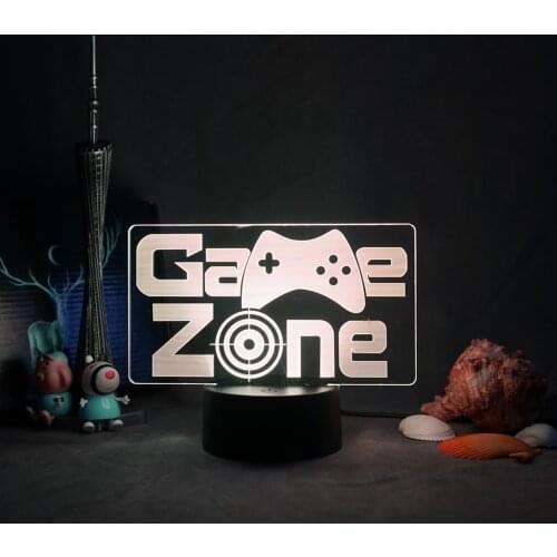 GAME ZONE Gaming Room Desk Setup Lamp 3D USB LED Light 16 Color Adjustable Decorative LED Touch Children Lighting Night Light
