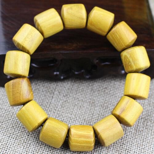 Natural Solid Wood Gold Personality Barrel Old Material Beads Bracelets For Men And Women