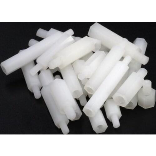 100PC M3 Nylon Standoff Nylon Column M3+6 Nylon White Nylon Hex Spacers PCB Motherboard Fixed Nylon Standoff Spacer Pillar