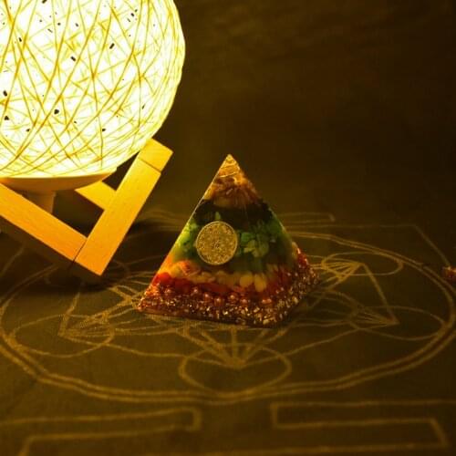 Original Orgonite Seven Chakras Crystal Healing Pyramid EMF Protection Natural Crystal Crafts Decoration Amethyst Handicraft
